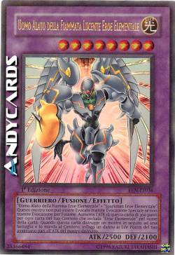 UOMO ALATO DELLA FIAMMATA LUCENTE EROE ELEMENTALE