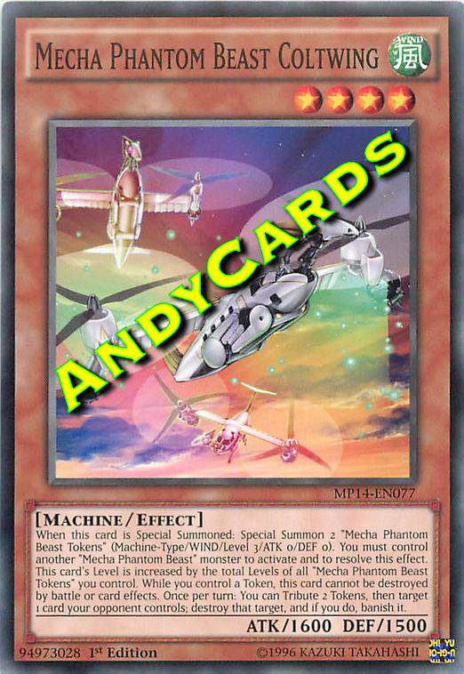 Yu-Gi-Oh! Karte: Mecha Phantom Beast Coltwing (MP14-EN077) - 1. Auflage - Common - Mega Pack 2014
