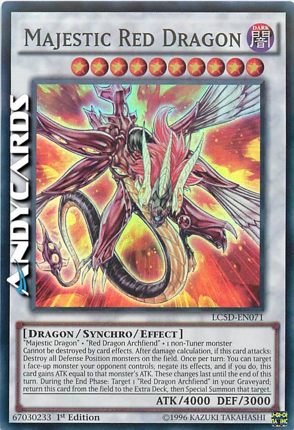 yugioh majestic red dragon deck Complete Custom for Yu-Gi-Oh! 5D's A single individual card from the Yu Which card should I replace