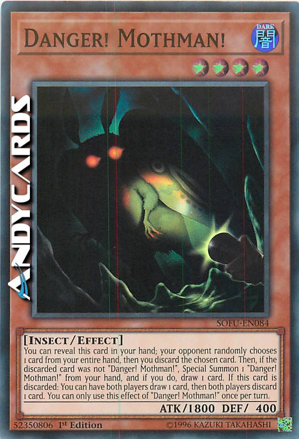 YuGiOh Yu-Gi-Oh! Danger! Mothman! SOFU-EN084 Super Rare 1st Edition Card  Danger Mothman