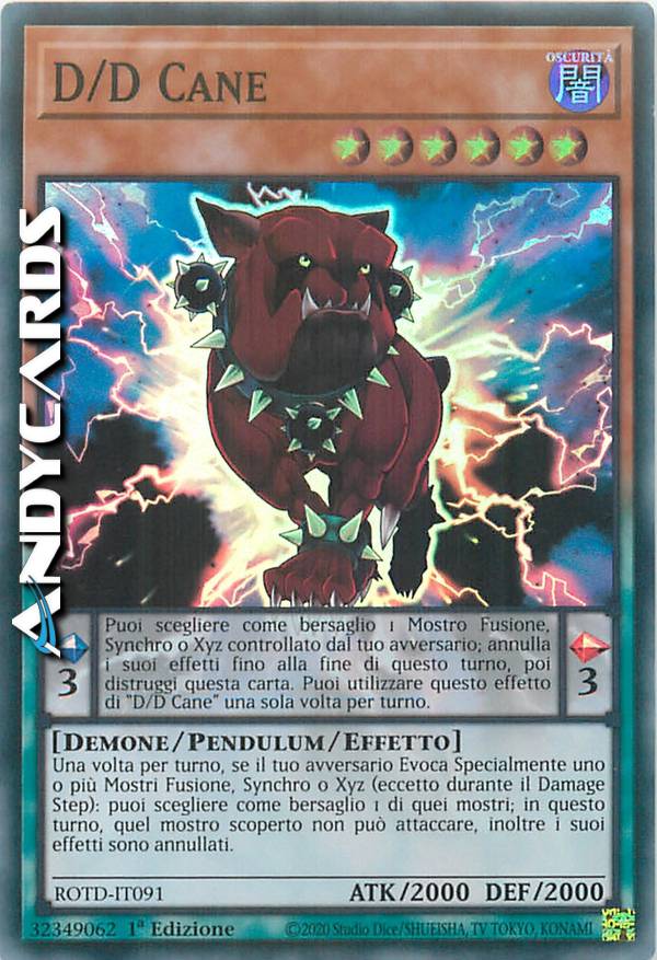 Yu-Gi-Oh! Karte D/D Dog – Super Rare, 1. Auflage