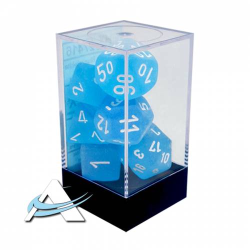 Dadi Chessex - Set 7 Dadi - Frosted, Blu Caraibico/Bianco