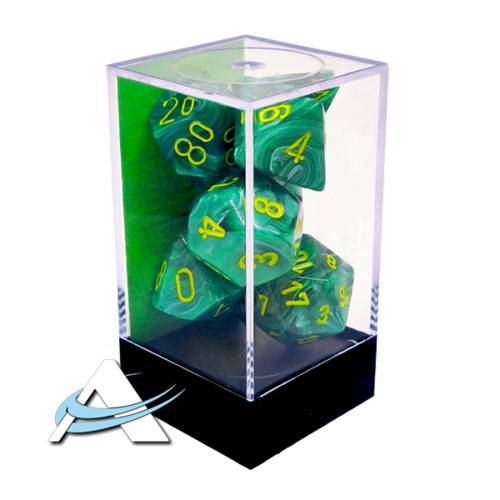 Dadi Chessex - Set 7 Dadi - Vortice, Malachite/Giallo