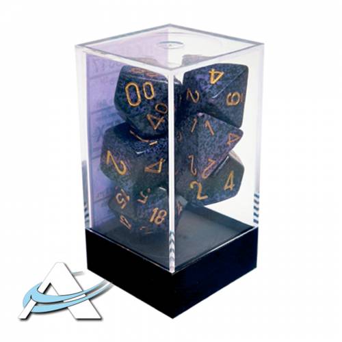 Dadi Chessex - Set 7 Dadi - Maculato, Cobalto Dorato