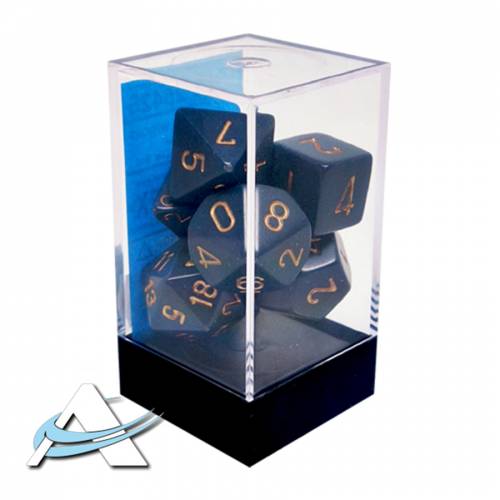 Chessex Dice - 7 Dice Set - Opaque, Dusty Blue/Gold