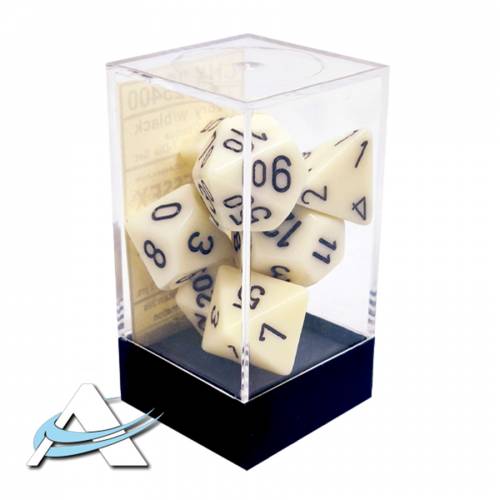Chessex Dice - 7 Dice Set - Opaque, Ivory/Black