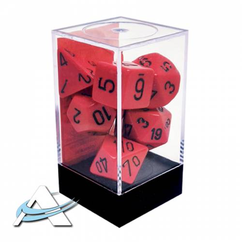 Chessex Dice - 7 Dice Set - Opaque, Red/Black