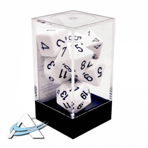 Chessex Dice - 7 Dice Set - Opaque, White/Black