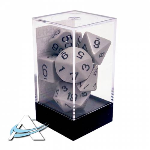 Chessex Dice - 7 Dice Set - Opaque, Grey/Black