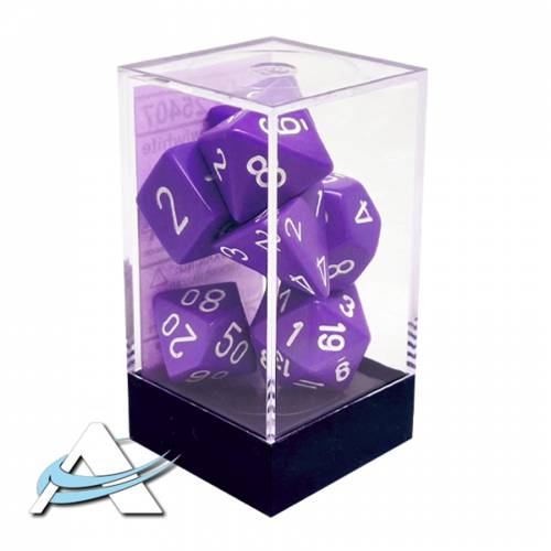 Chessex Dice - 7 Dice Set - Opaque, Purple/White