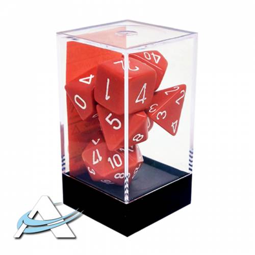 Chessex Dice - 7 Dice Set - Opaque, Red/White
