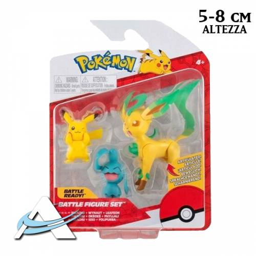 Mini Figure BOTI - Battle Figure Set S10 - Pikachu, Wynaut, Leafeon (5-8 cm)