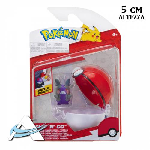 Mini Figure BOTI - Clip 'N' Go S10 - Poké Ball, Morpeko Motivo Panciavuota (5 cm)