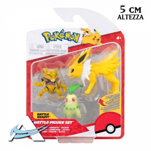 Mini Figure JAZWARES - Battle Figure Set - Abra, Chikorita & Jolteon ( 5 cm )