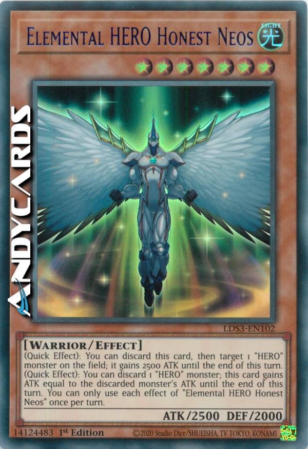 yugioh card honest Elemental HERO Neos LDS3-EN102 Yu-Gi-Oh! until the End Phase. Yu-Gi-Oh Honest card lot |