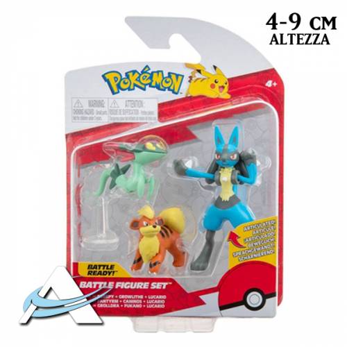 Mini Figure JAZWARES - Battle Figure Set - Dreepy, Growlithe & Lucario ( 4-9 cm )