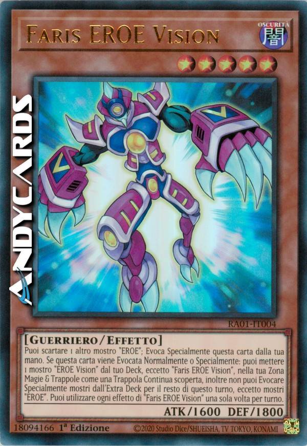 1st Edition Card Yu-Gi-Oh! - Platinum Secret Rare RA01-EN004 (1st Edition) Vision  Hero Faris