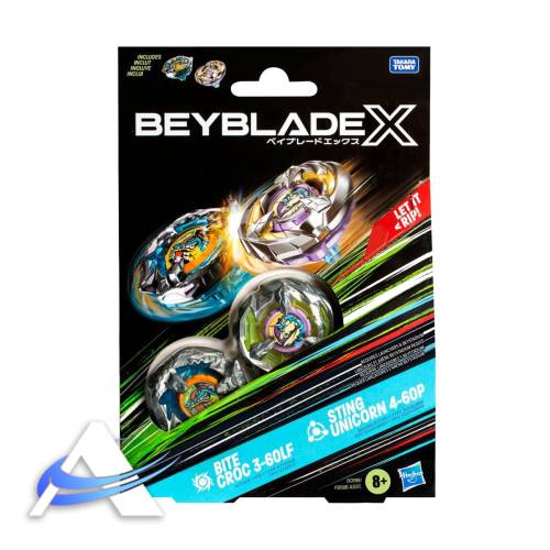 Beyblade X - Double Pack - Bite Croc 3-60LF + Sting Unicorn 4-60P
