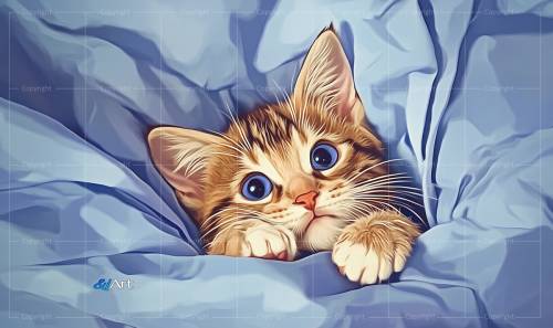 Tappetino Andy Art - Kitty Azul il Gatto della Pace