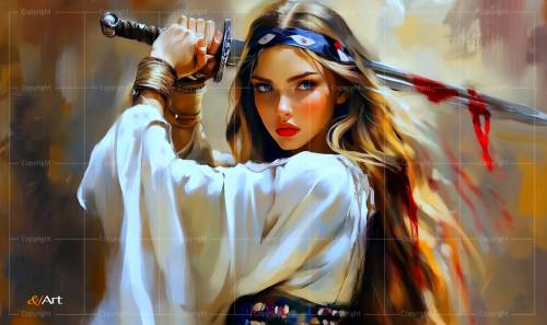 Playmat Andy Art - Aethia Shakaan the Lady Warrior