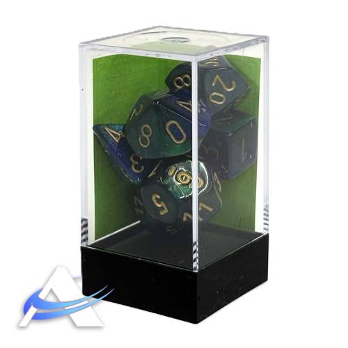 Chessex Dice - 7 Dice Set - Blue/Teal, Gold