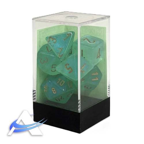 Chessex Dice - 7 Dice Set - Light Green, Gold